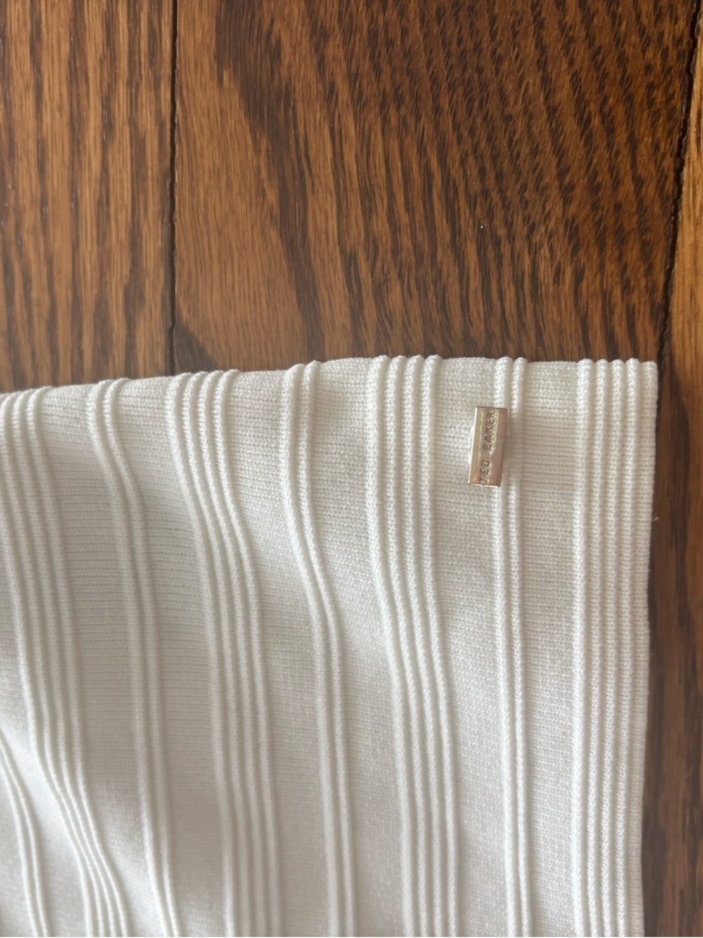 Ted Baker Textured White Ribbed Top - Picture 4 of 8